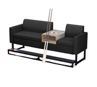 KIBONCY Billiards Room Dedicated Sofa & Chair Set, Faux Leather Spectator Seating with Cup Holders and Glass Side Table, Ideal for Game Rooms & Billiard Halls(L)