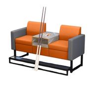 KIBONCY Billiards Room Dedicated Sofa & Chair Set, Faux Leather Spectator Seating with Cup Holders and Glass Side Table, Ideal for Game Rooms & Billiard Halls(B)