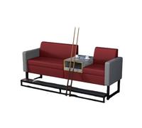 KIBONCY Billiards Room Dedicated Sofa & Chair Set, Faux Leather Spectator Seating with Cup Holders and Glass Side Table, Ideal for Game Rooms & Billiard Halls(I)