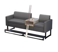 KIBONCY Billiards Room Dedicated Sofa & Chair Set, Faux Leather Spectator Seating with Cup Holders and Glass Side Table, Ideal for Game Rooms & Billiard Halls(H)