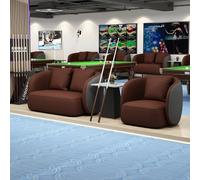 KIBONCY Billiards Room Premium Seating Set, Faux Leather Spectator Sofa with Storage Side Table for Competition & Game Halls(D)