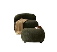 KIBONCY Boho Minimalist Boucle Accent Chair Modern with Ottoman Plush Comfortable Armchair,for Bedroom/Reading Nook(B)