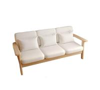 KIBONCY Breathable Linen Upholstered Sofa, 3-Seater Solid Wood Frame Couch with Lumbar Pillows for Living Room(A)