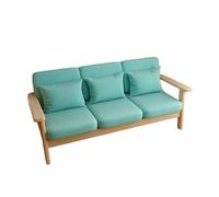 KIBONCY Breathable Linen Upholstered Sofa, 3-Seater Solid Wood Frame Couch with Lumbar Pillows for Living Room(B)