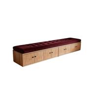 KIBONCY Button Tufted Upholstered Entryway Shoe Organizer Bench, Sturdy Multi Door Wooden Closed Cabinet Seat for Custom Length Hall Household Storage(B,90x40x40cm)