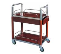 KIBONCY Carrello a due piani con cassetti, carrello for la consegna di hot pot, contorno for ristorante hot pot, servizio in legno massello spinto a mano al secondo piano(A2)