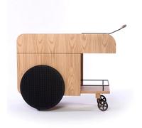 KIBONCY Carrello da bar in legno massello, carrello di servizio for la casa con ripiano a 2 livelli, carrello con rotelle for la casa, il soggiorno(D)