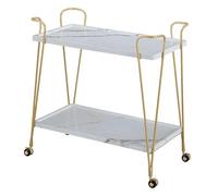 KIBONCY Carrello da portata multifunzionale in legno massello, salvaspazio a 2 livelli con ruote, for cucina, sala da pranzo e postazione caffè for appartamento(White,75cm)