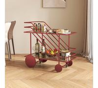 KIBONCY Carrello da tavolino moderno con rotelle, carrello for snack dal design industriale con portaoggetti, alternativa al tavolino mobile for l'home office e il soggiorno(Red,80cm)