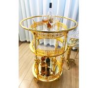 KIBONCY Carrello for catering multiuso a 2 livelli, carrello di servizio compatto tutto in uno con ruote, facile montaggio for piccola cucina, sala da pranzo e soggiorno(D)