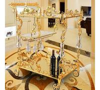 KIBONCY Carrello for catering multiuso a 2 livelli, carrello di servizio compatto tutto in uno con ruote, facile montaggio for piccola cucina, sala da pranzo e soggiorno(C)