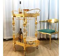 KIBONCY Carrello for catering multiuso a 2 livelli, carrello di servizio compatto tutto in uno con ruote, facile montaggio for piccola cucina, sala da pranzo e soggiorno(A)