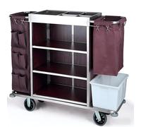 KIBONCY Carrello for il servizio in camera silenzioso, carrello con rotelle silenzioso con deposito chiuso a chiave for biancheria e accessori di hotel, resort e spa(K)