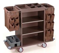 KIBONCY Carrello for il servizio in camera silenzioso, carrello con rotelle silenzioso con deposito chiuso a chiave for biancheria e accessori di hotel, resort e spa(E)