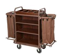 KIBONCY Carrello for il servizio in camera silenzioso, carrello con rotelle silenzioso con deposito chiuso a chiave for biancheria e accessori di hotel, resort e spa(F)