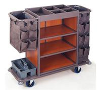 KIBONCY Carrello for il servizio in camera silenzioso, carrello con rotelle silenzioso con deposito chiuso a chiave for biancheria e accessori di hotel, resort e spa(C)