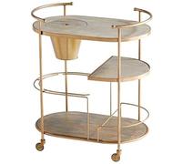 KIBONCY Carrello for lingotti d'oro a 3 livelli con secchiello for il ghiaccio, carrello di servizio ovale in legno e metallo for bar di casa, soggiorno e feste(Gold)