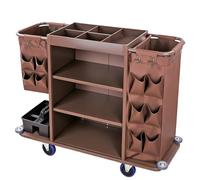 KIBONCY Carrello multiuso commerciale, carrello multiscomparto con ruote silenziose a costruzione sigillata for la manutenzione di magazzini, hotel e strutture(G)