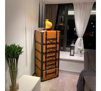 KIBONCY Cassettone In Stile Vintage Con Cassettiera Per I Piedi, Mobili Da Aviatore, Contenitore Multifunzionale, Cassettone In Stile Vintage, Mobili Di Lusso Ad Effetto Acc orange-45 * 130 * 50cm