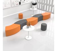 KIBONCY Centro di educazione precoce e area di sosta della scuola materna Divano lungo ad arco in pelle con zampe di gatto for l'attesa dei genitori (combinazione rotonda)(B)