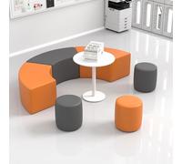 KIBONCY Centro di educazione precoce e area di sosta della scuola materna Divano lungo ad arco in pelle con zampe di gatto for l'attesa dei genitori (combinazione rotonda)(A)