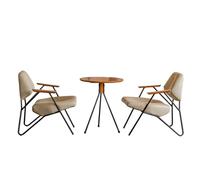 KIBONCY Coffee Shop Table and Chair Sets,Accent, PU Leather Living Room Minimalist Luxury Wrought Iron Balcony(2)