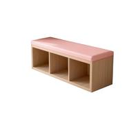 KIBONCY Color Optional PU Cushion Cubby Storage Bench, Space Saving Natural Wood Shoe Changing for Playroom Daycare & Narrow Hallway Use(A,180x30x40cm)