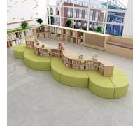 KIBONCY Colorful Patchwork,Cat-Scratch-Resistant Fabric,Curved Sofa and Bookcase Combination,for Children's Lounge Area Kindergarten Tutoring Class(4)