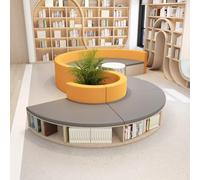 KIBONCY Colorful Patchwork,Cat-Scratch-Resistant Fabric,Curved Sofa and Bookcase Combination,for Children's Lounge Area Kindergarten Tutoring Class(2)