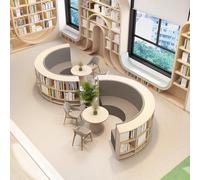 KIBONCY Colorful Patchwork,Cat-Scratch-Resistant Fabric,Curved Sofa and Bookcase Combination,for Children's Lounge Area Kindergarten Tutoring Class(1)