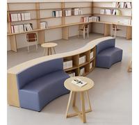 KIBONCY Combinazione di divano curvo e libreria, contenitore for libri, con struttura in legno massello e schiuma elastica, for sala lettura, centro di educazione precoce, verde(D)