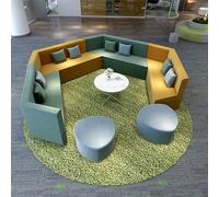 KIBONCY Combinazione di divano da ufficio rilassato e creativo - tavolino da caffè in cotone e lino, progettata for gli spazi di ricevimento della Training Academy(C)