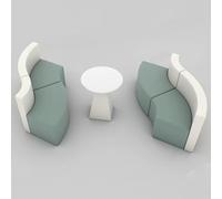 KIBONCY Combo divano for reception asimmetrico con curva a S, mobili da ufficio moderni for lounge della scuola di formazione, area di attesa del centro lezioni con tavolino, facile da pulire(E)