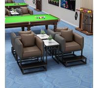 KIBONCY Commercial Billiard Room Sofa Set, Modern Leather Spectator Seating with Metal Base & Coffee Table for Game Lounges(A)