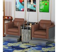 KIBONCY Commercial Grade Pool Table Side Spectator Chair, Leather Billiard Viewing Sofa with Metal Footstool, Rest Couch for Hall Competition Lounge Area(C)