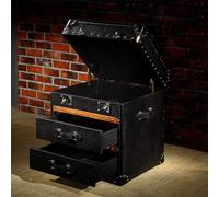 KIBONCY Comodino In Legno Massiccio Con 2 Cassetti, Tavolo Laterale Premium Con Involucro In Pelle, Grande Tavolo Da Fine Del Secolo Per Camera Da Letto, Soggiorno A