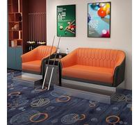 KIBONCY Compact Leisure Billiard Side Sofa, Wearproof Cat Claw Leather Pool Spectator Chair, Robust Metal Footrest Upholstered Furniture for Small Game Room(E)