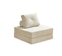 KIBONCY Convertible Modular Sofa Bed, Corduroy Upholstered Chair, 2-in-1 Foldable Sleeper Couch with Wood Legs, for Small Apartment Guest Room(G)