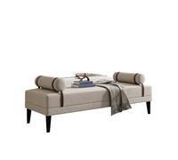 KIBONCY Cotton-Linen Bed End Bench - Upholstered Accent Seat with Bolster Pillows, Sturdy Solid Wood Legs, Modern Design for Bedroom, Living Room, Entryway(D,120x40x45cm)