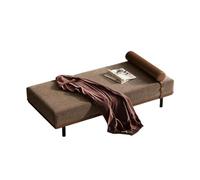 KIBONCY Cotton-Linen Upholstered Bed Bench with Leather Accents - Minimalist End Seat for Bedroom, Living Room Solid Wood Legs, Plush Foam Padding(B,120x40x42cm)