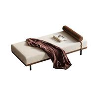 KIBONCY Cotton-Linen Upholstered Bed Bench with Leather Strap - Contemporary End Seat for Bedroom, Living Room, Hallway Sturdy Solid Wood Legs(A,160x50x42cm)