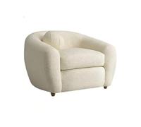 KIBONCY Cream Aesthetic Modern Curved Sofa Sherpa Fabric Collection,Compact Upholstered Living Room Furniture for Small Apartments(Single)
