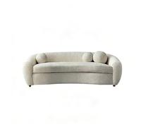 KIBONCY Cream Aesthetic Modern Curved Sofa Sherpa Fabric Collection,Compact Upholstered Living Room Furniture for Small Apartments(Double)