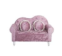 KIBONCY Crushed Velvet Loveseat Sofa, 2-Seater Compact Couch with Ruffled Edge Pillows, Curved Backrest, Small for Bedroom Living Room(B,140cm)