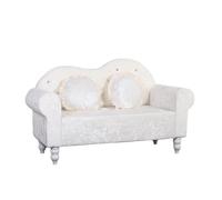 KIBONCY Crushed Velvet Loveseat Sofa, 2-Seater Compact Couch with Ruffled Edge Pillows, Curved Backrest, Small for Bedroom Living Room(C,180cm)