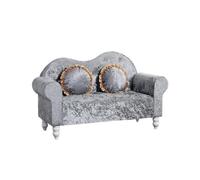 KIBONCY Crushed Velvet Loveseat Sofa, 2-Seater Compact Couch with Ruffled Edge Pillows, Curved Backrest, Small for Bedroom Living Room(A,160cm)
