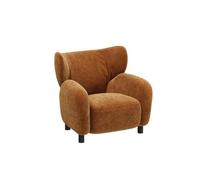 KIBONCY Curved Backrest Single Sofa, Soft Cushion Seating, Comfy Lounge Upholstered Barrel Chair Cozy with Armrest for Living Room, Bedroom(B,Single)