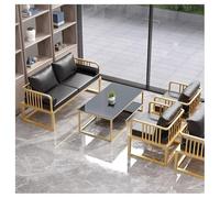 KIBONCY Divani da soggiorno in metallo resistente, divani imbottiti in morbida ecopelle nera, for soggiorni, aree reception, lounge e posti a sedere for gli ospiti(F)