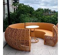 KIBONCY Divano Ad Arco, Divano Da Esterno, Cortile Della Villa, Balcone All'Aperto, Divano In Rattan, Letto Sdraiato Impermeabile, Tavolino, Da Esterno