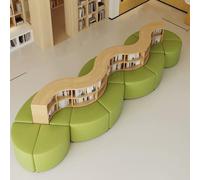KIBONCY Divano Combinato Con Libreria E Tavolino Portaoggetti, Set Di Sedie A Sdraio Moderne For Librerie A Forma Arco For Mobili For Aree Attesa Reception For Centri Comunitari(F)